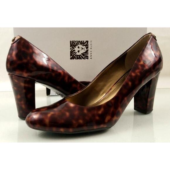 AK Anne Klein Iflex RAVA Pumps Heels Brown Multi Patent Size 7.5 New / Display - Picture 2 of 9